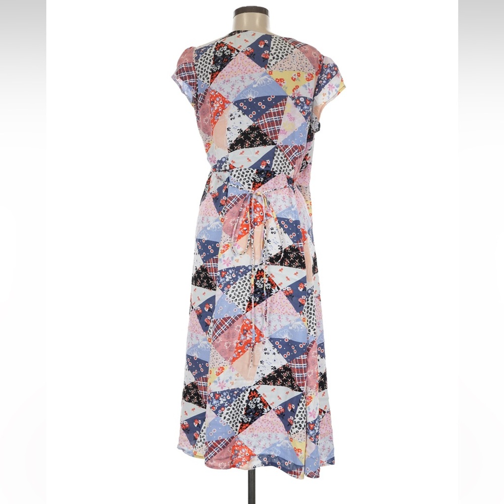 GAP Patchwork Print Wrap Dress Size Medium - image 3